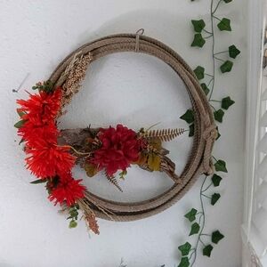 Elegant Red Floral Rope Wreath